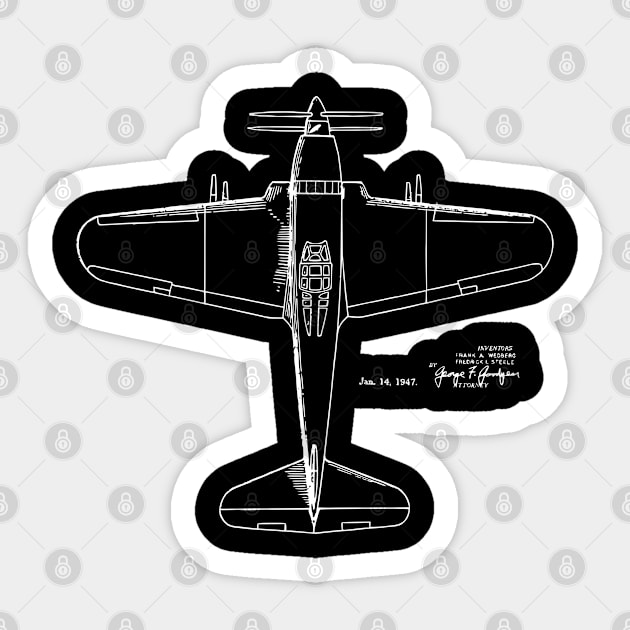 1947 Aeroplane Print Patent Image Sticker by MadebyDesign